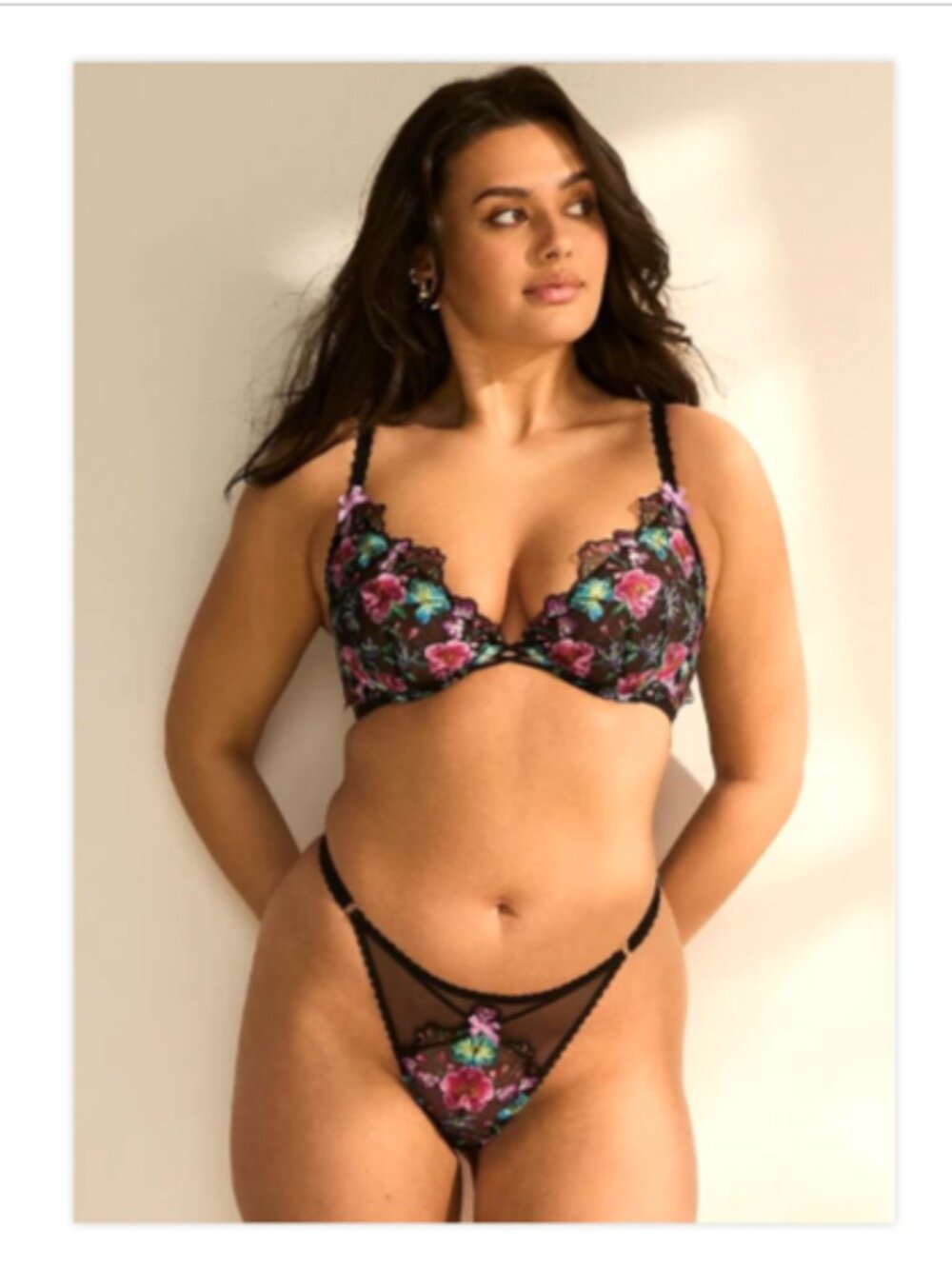 Victoria's Secret Very Sexy Dark Blossom Embroidery Unlined Demi Bra 36C Set